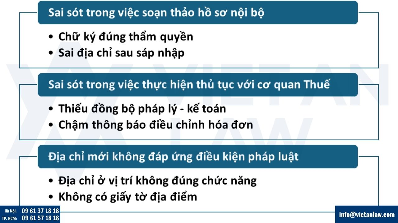 Các lỗi phổ biến dẫn đến kéo dài thời gian thay đổi địa chỉ công ty