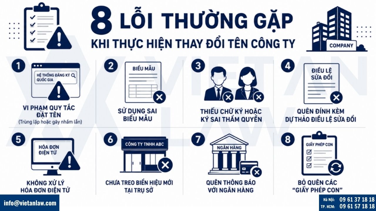 lỗi thường gặp khi thực hiện thay đổi tên công ty