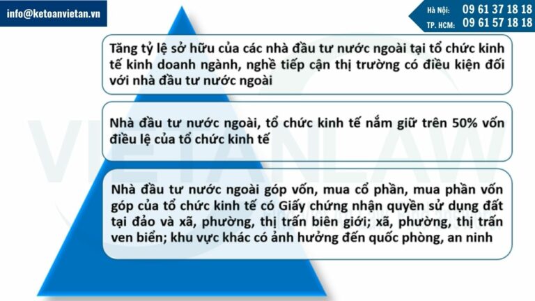 Các trường hợp phải thực hiện thủ tục đăng ký góp vốn, mua cổ phần, phần vốn góp vào tổ chức kinh tế