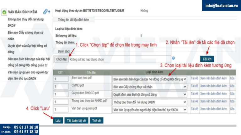 tải Tài liệu đính kèm Khi nộp hồ sơ đăng ký điện tử