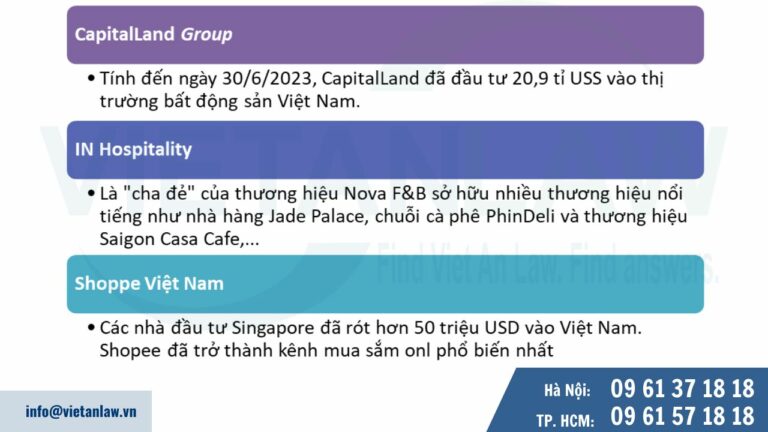 Một số doanh nghiệp Singapore lớn tại Việt Nam