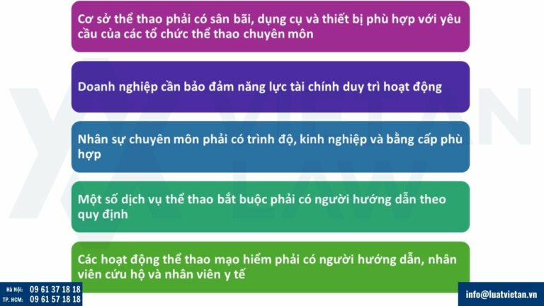 Điều kiện xin cấp giấy phép hoạt động kinh doanh hoạt động thể thao