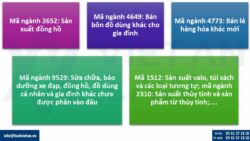 Áp mã ngành nghề hồ sơ thành lập công ty kinh doanh đồng hồ