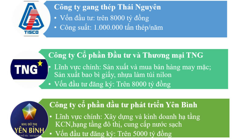Một số doanh nghiệp được thành lập trên địa bàn tỉnh Thái Nguyên