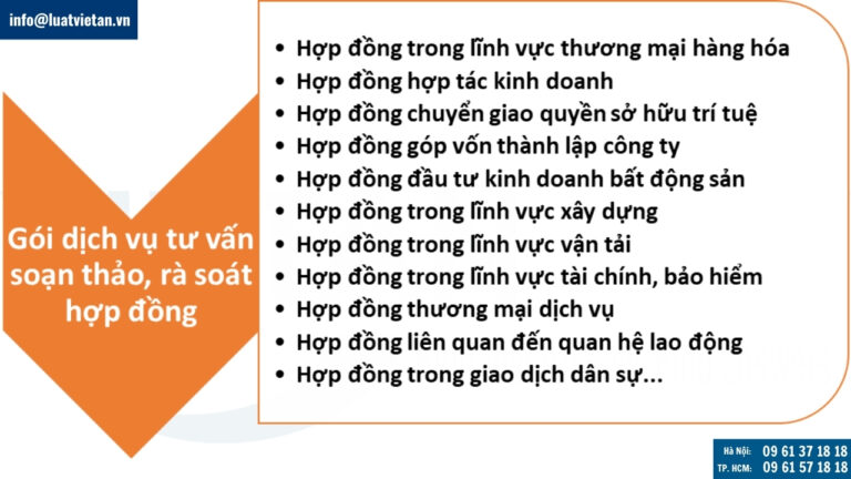 Các gói dịch vụ tư vấn soạn thảo, rà soát hợp đồng