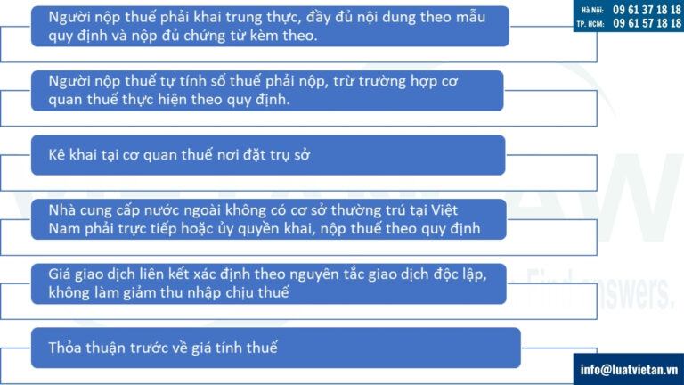 Nguyên tắc khai thuế cho địa điểm kinh doanh