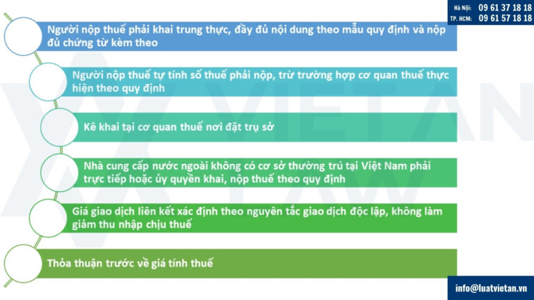 Nguyên tắc khai thuế cho địa điểm kinh doanh