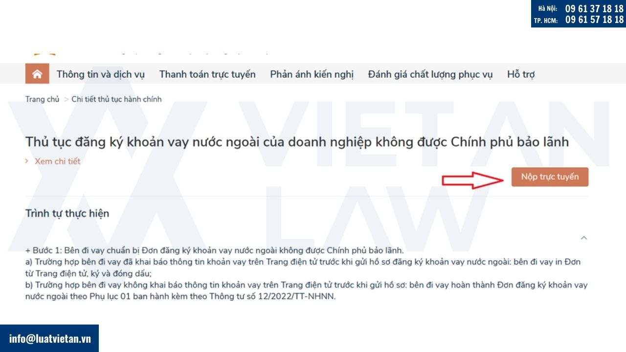 Nộp thủ tục đăng ký khoản vay nước ngoài