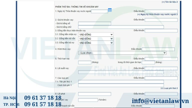 kê khai thông tin đơn đăng ký khoản vay 2