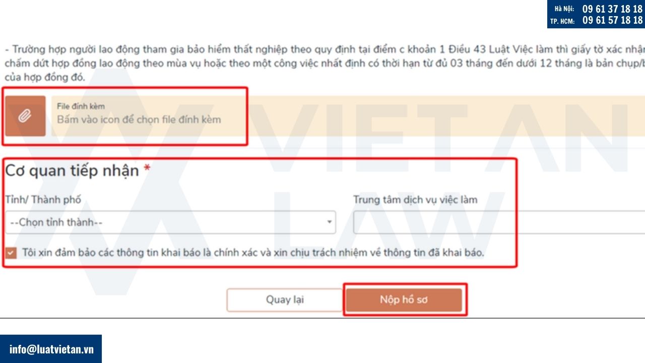 Nhập thông tin đơn đề nghị trợ cấp thất nghiệp