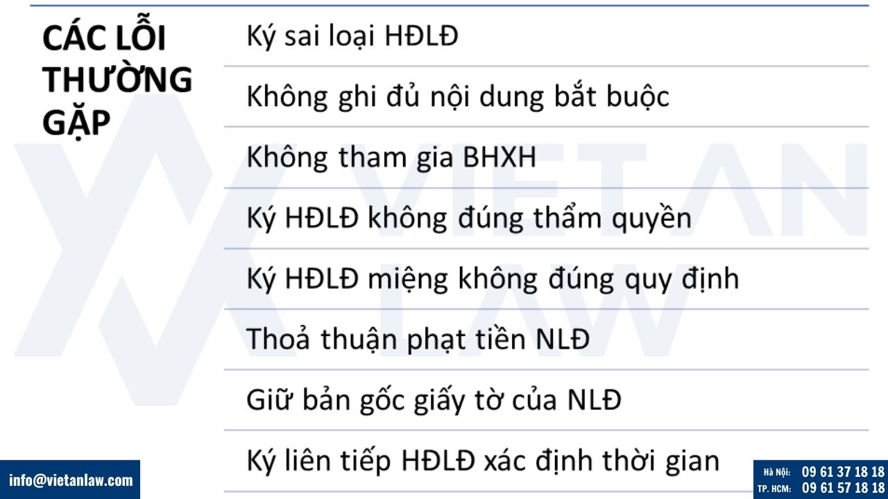 Các lỗi thường gặp khi ký kết Hợp đồng lao động