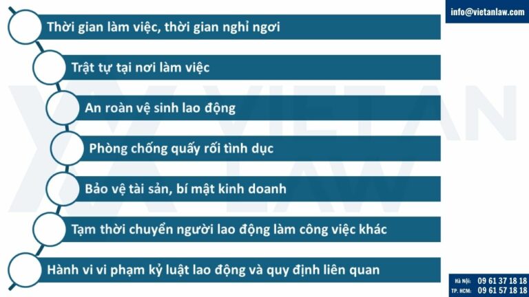 Nội dung chính của nội quy lao động theo quy định của Bộ luật Lao động