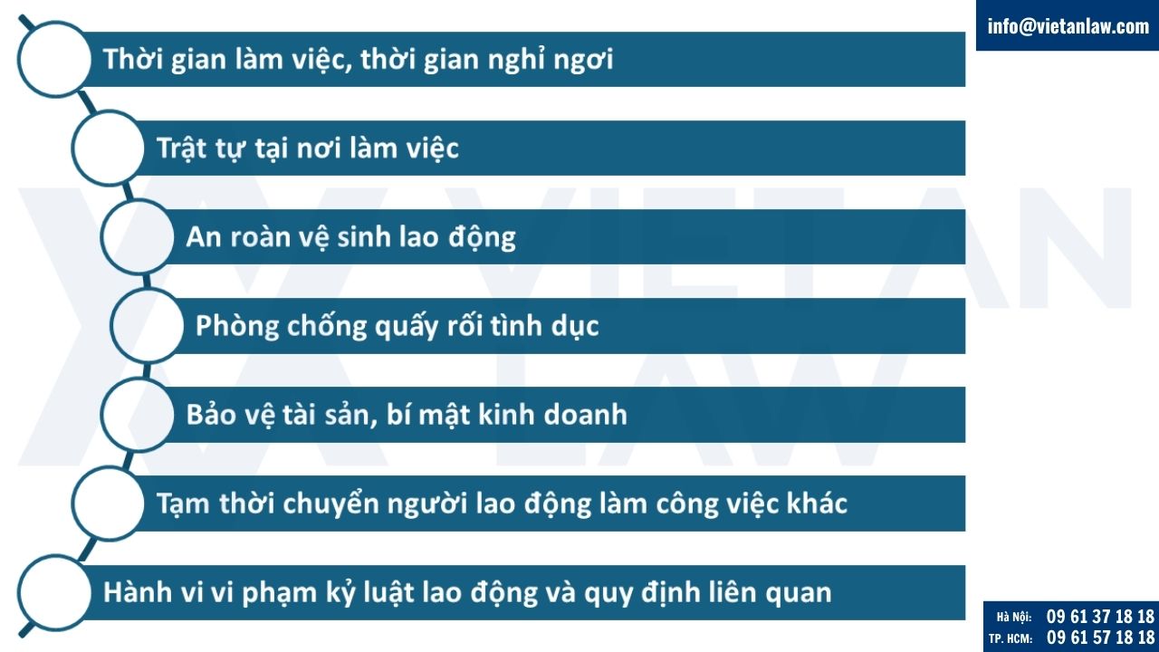 nội dung chủ yếu bắt buộc phải có trong nội quy lao động