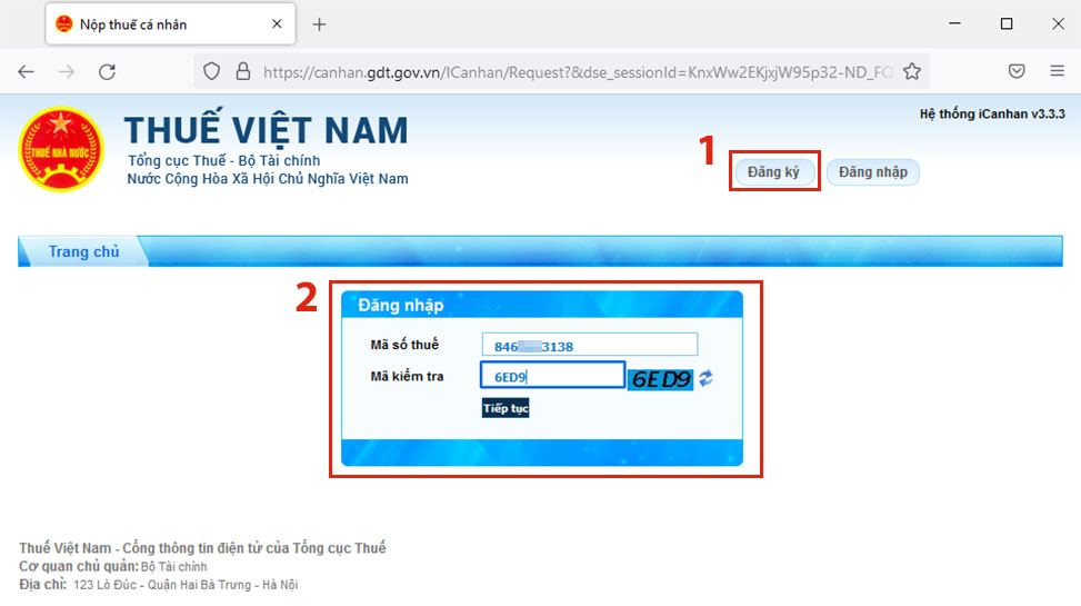 Truy cập trang website vêf Thuế Việt Nam