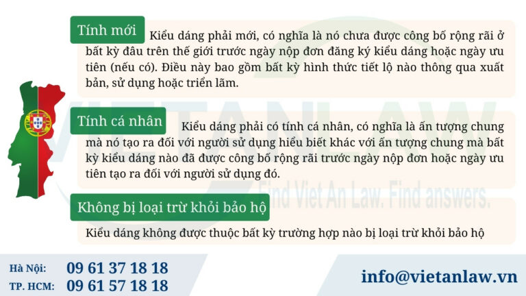 Điều kiện đăng ký kiểu dáng công nghiệp tại Bồ Đào Nha