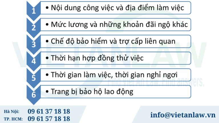 nội dung chủ yếu của hợp đồng thử vệc