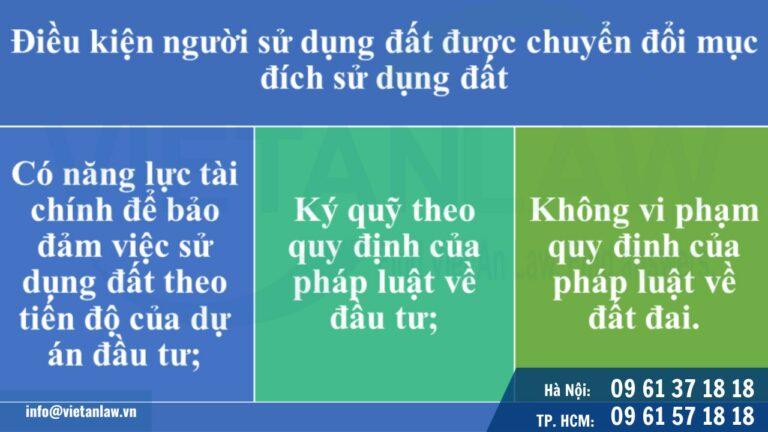 Điều kiện đối với người được chuyển đổi mục đích sử dụng đất