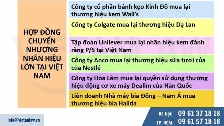 Các hợp đồng chuyển nhượng nhãn hiệu lớn tại Việt Nam