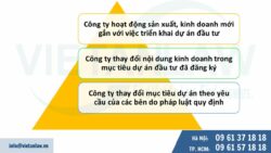 Điều chỉnh về mục tiêu dự án đầu tư công ty FDI