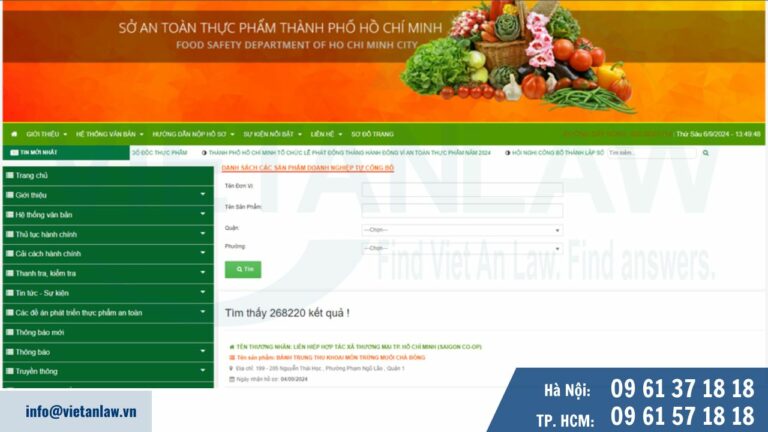 Trang chủ Cổng thông tin điện tử của Sở An toàn thực phẩm Hồ Chí Minh