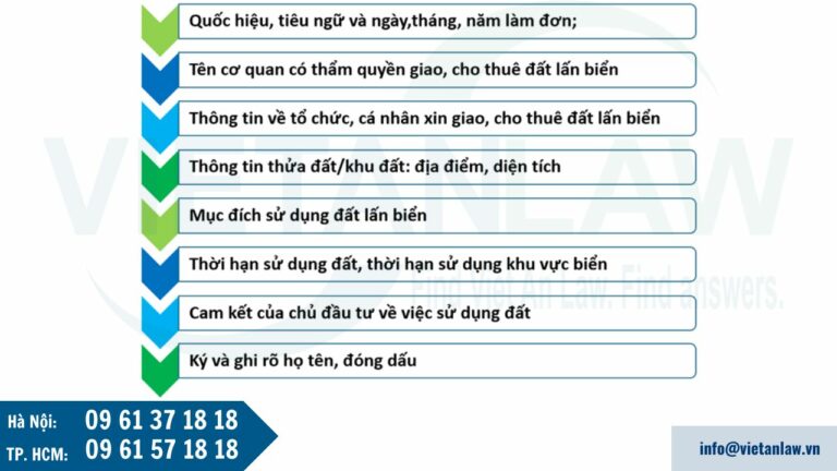 Nội dung chính của đơn xin giao, cho thuê đất lấn biển