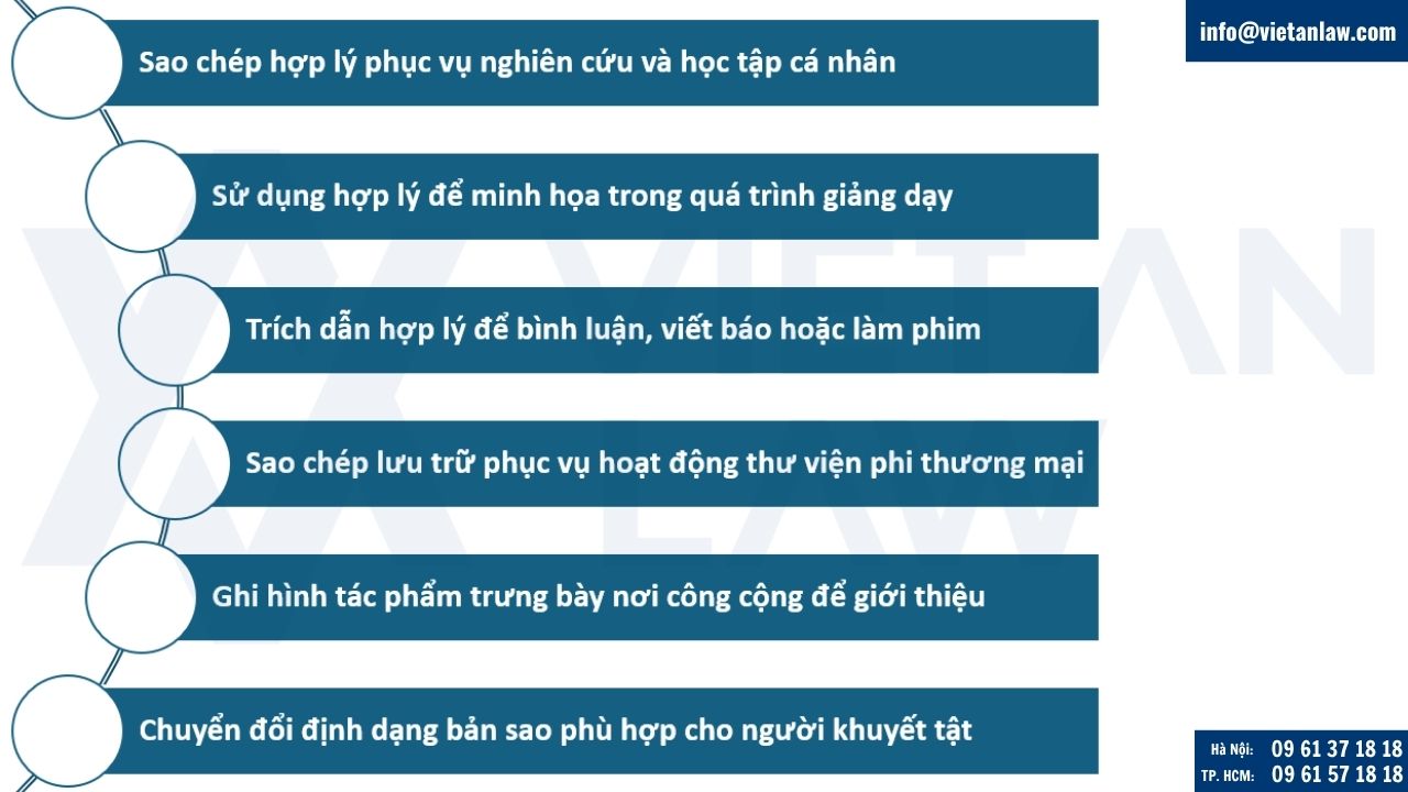 Các trường hợp sử dụng tác phẩm không cần hợp đồng li-xăng và trả phí