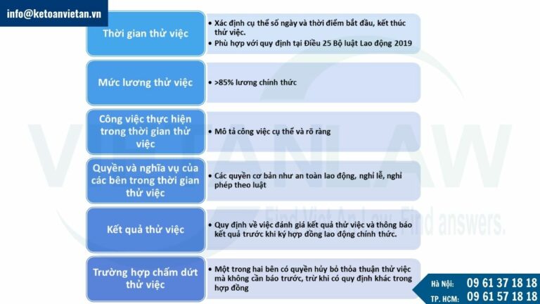 Các nội dung chính cần có khi quy định thời gian thử việc