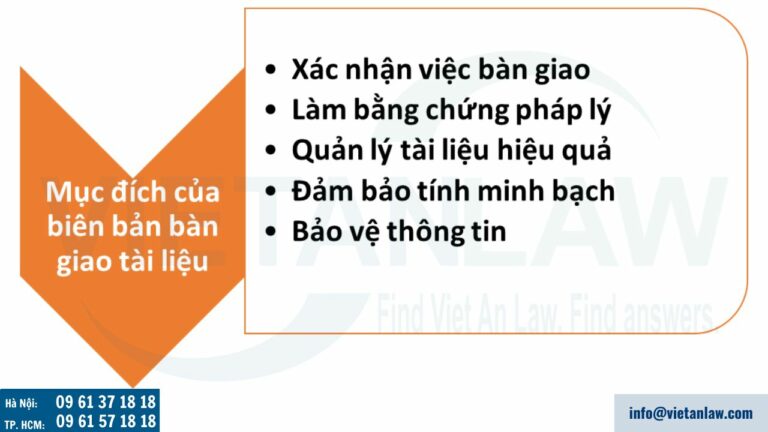 Mục đích của biên bản bàn giao tài liệu