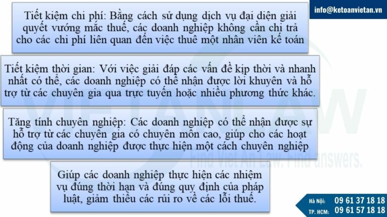 Ưu điểm trong dịch vụ đại diện giải quyết vướng mắc thuế