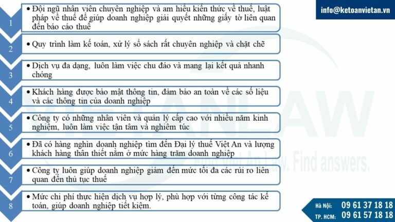 lý do các doanh nghiệp nên sử dụng dịch vụ đại lý thuế Việt An