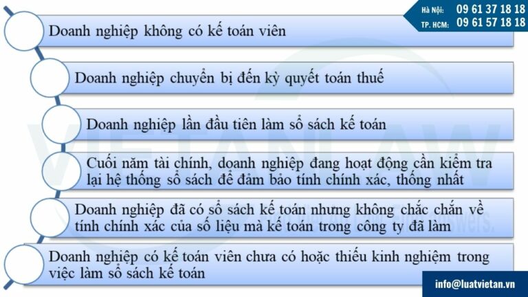 Trường hợp nên sử dụng dịch vụ làm sổ sách kế toán