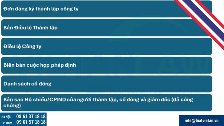 Danh mục tài liệu cần nộp để thành lập công ty tại Thái Lan