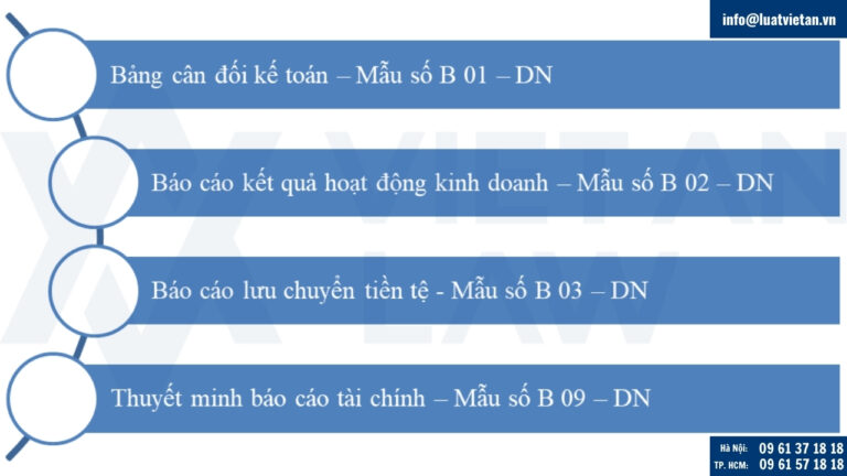 Bộ hồ sơ báo cáo tài chính năm đối với doanh nghiệp