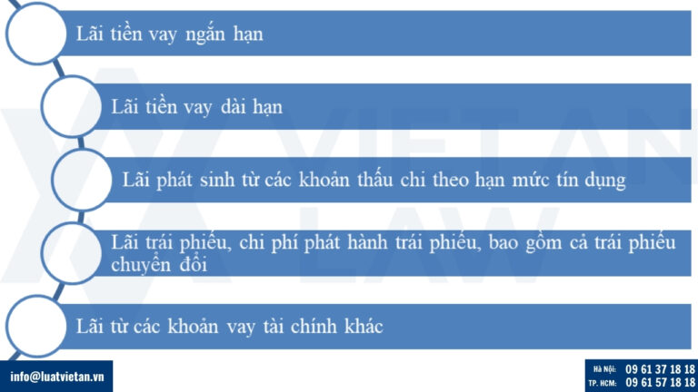Các khoản mục chi phí lãi vay