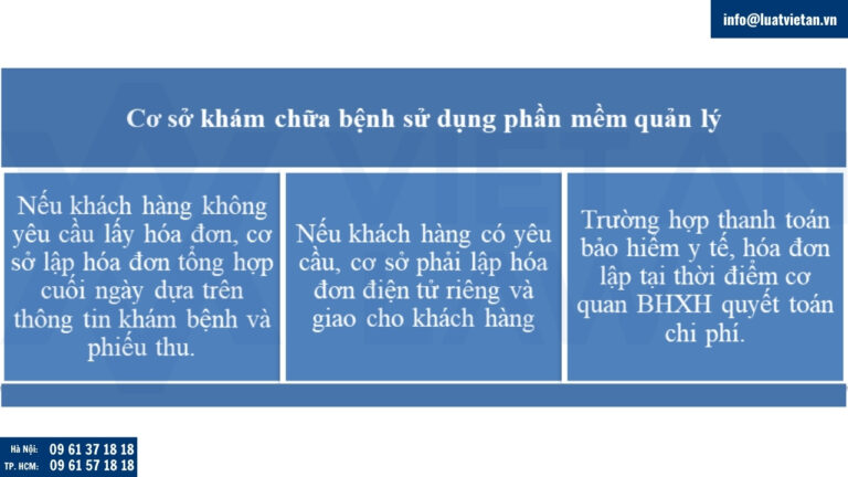Thời điểm lập hóa đơn Cơ sở khám chữa bệnh sử dụng phần mềm quản lý