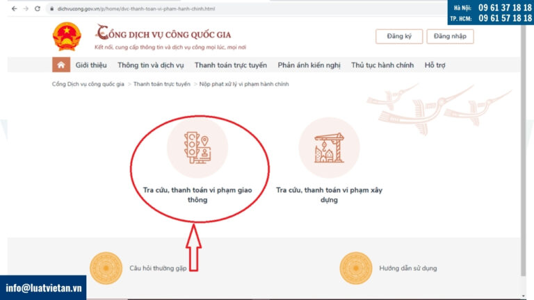 tra cứu, thanh toán vi phạm giao thông 