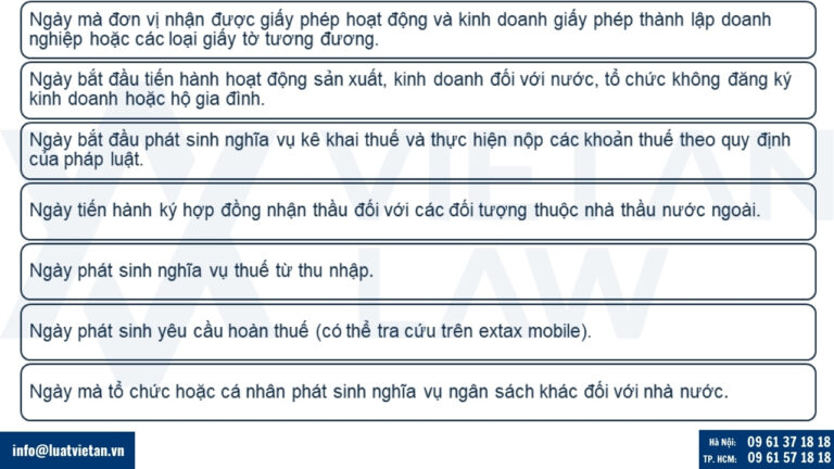 Mốc thời gian đăng ký thuế cho tổ chức
