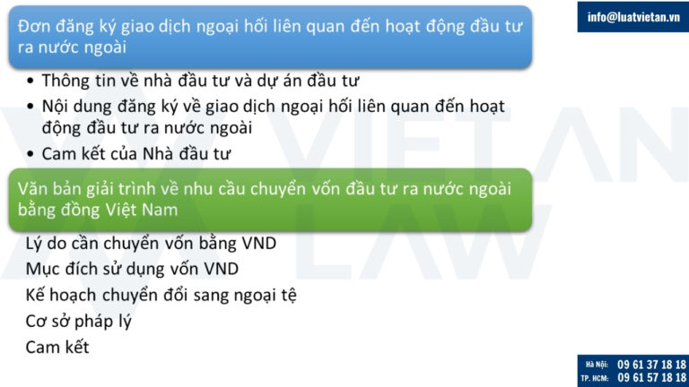 Nội dung chính của Đơn đăng ký giao dịch ngoại hối liên quan đến hoạt động đầu tư ra nước ngoài
