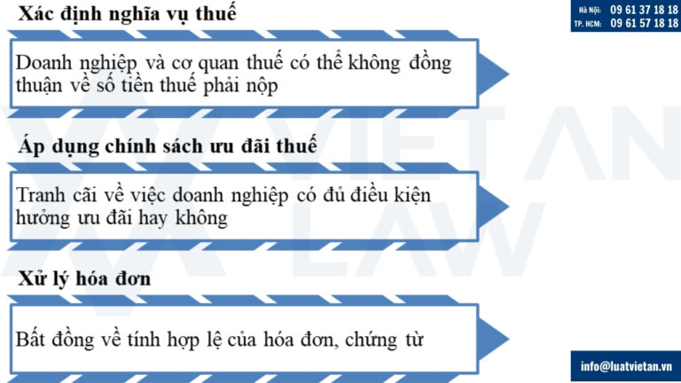 tranh chấp thường gặp trong lĩnh vực thuế