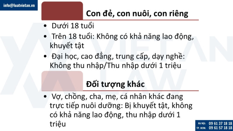 Các đối tượng là người phụ thuộc
