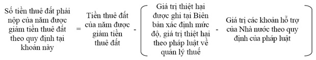 số tiền người thuê đất phải nộp trong năm bị thiệt hại và được xác định