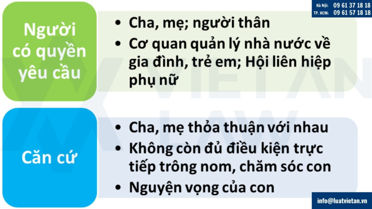 thay đổi người trực tiếp nuôi con sau khi ly hôn