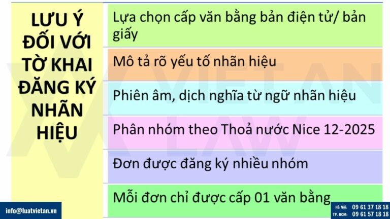 06 lưu ý đối với đơn đăng ký nhãn hiệu