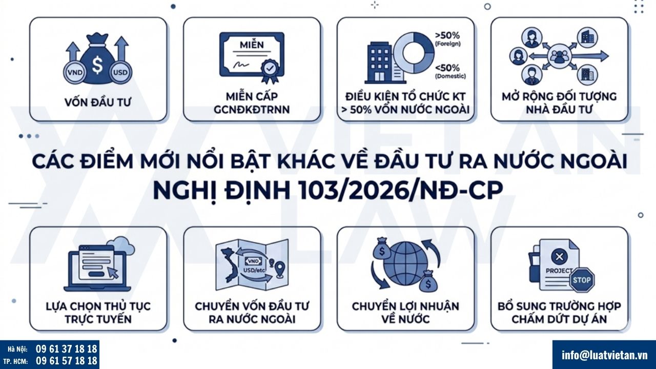 Các điểm mới nổi bật khác về đầu tư ra nước ngoài theo Nghị định 103/2026/NĐ-CP