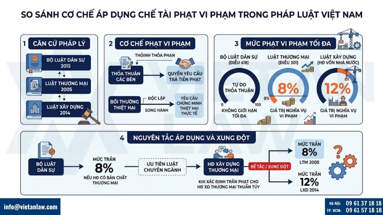 So sánh cơ chế áp dụng chế tài phạt vi phạm giữa hiện hành