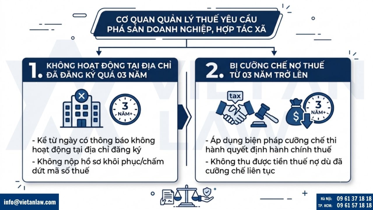 Trường hợp cơ quan quản lý thuế có quyền nộp đơn yêu cầu áp dụng thủ tục phá sản đối với doanh nghiệp, hợp tác xã