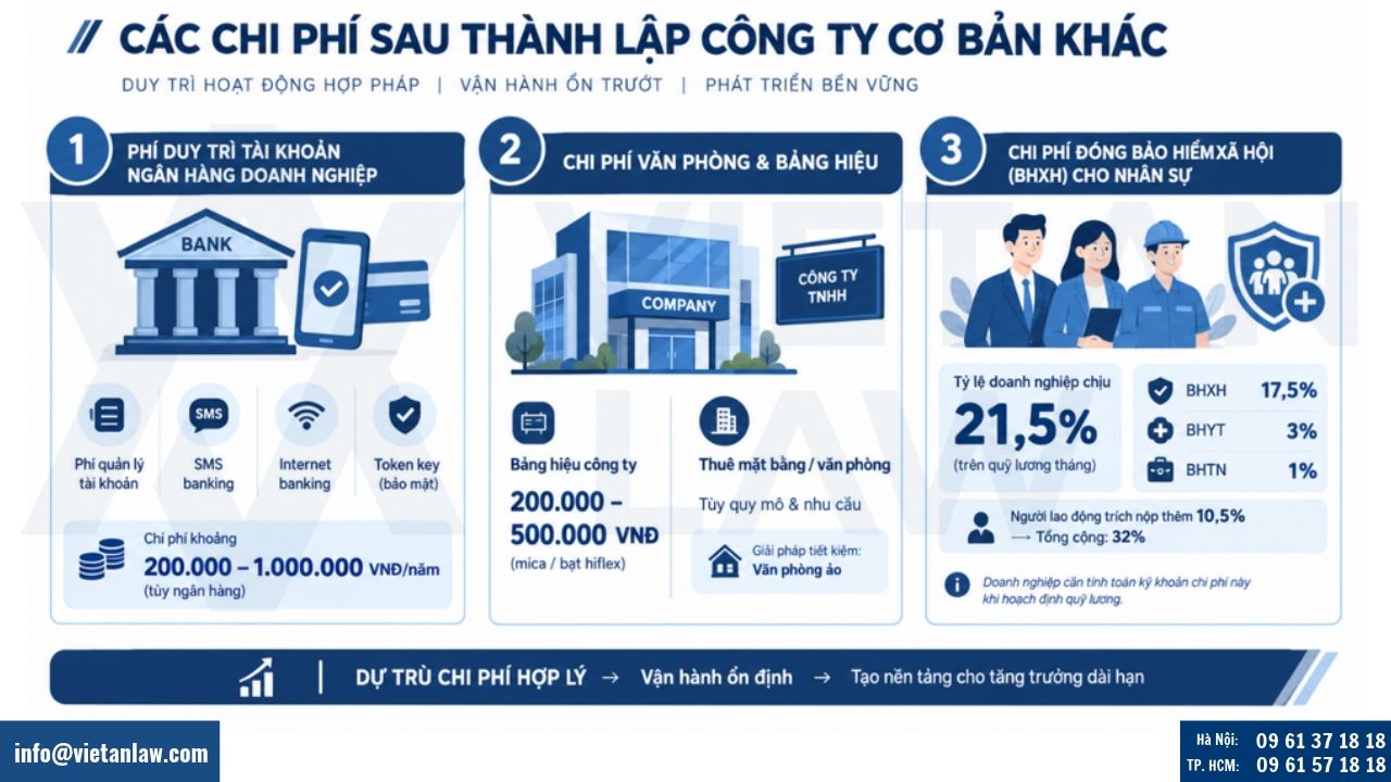 Các chi phí sau thành lập công ty cơ bản khác